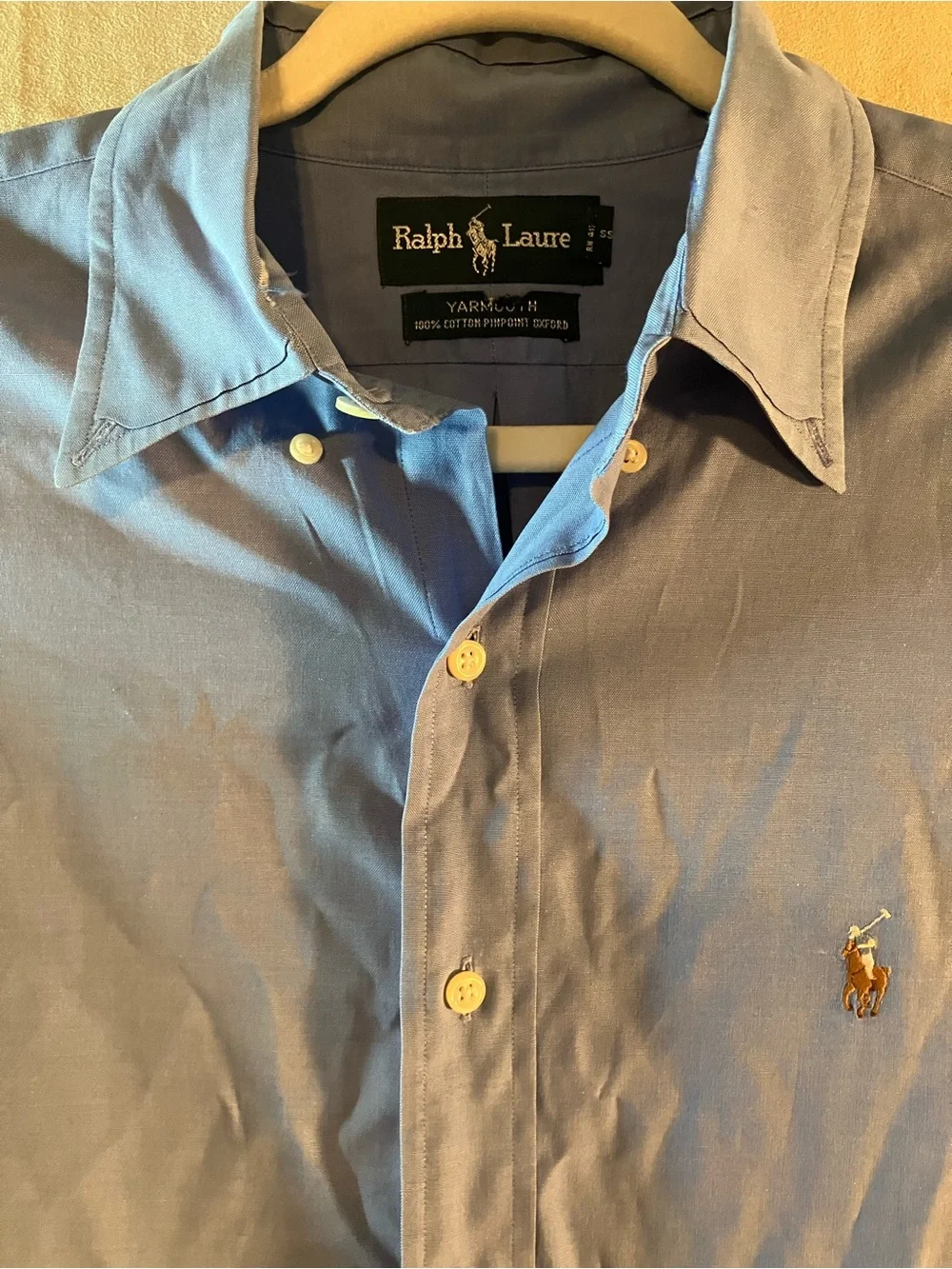 Polo Ralph Lauren Yarmouth Oxford Shirt Mens 16-33 Blue Flesh Pony Long Sleeve